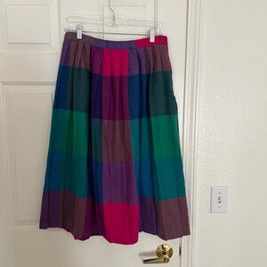 Vintage 80s Colorful Pleated Plaid Skirt Russ